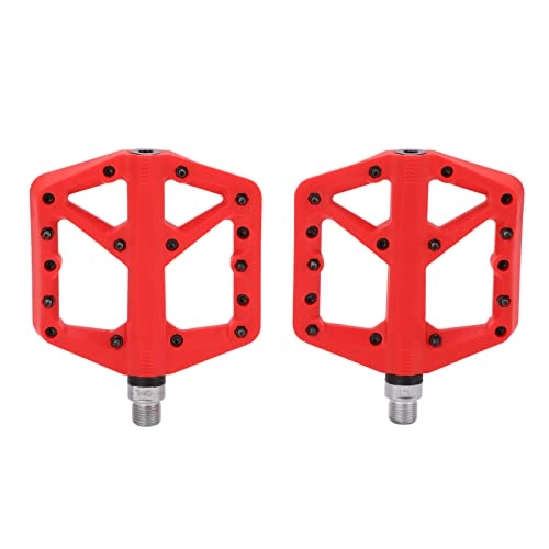 Mountain Bike Pedal : bizofft Bicycle Platform Pedals, 9 / 16 inch Lightweight Mountain Bike Pedal Flat Nylon Fiber for Folding Bikes for City Bikes for Road Bikes(red)