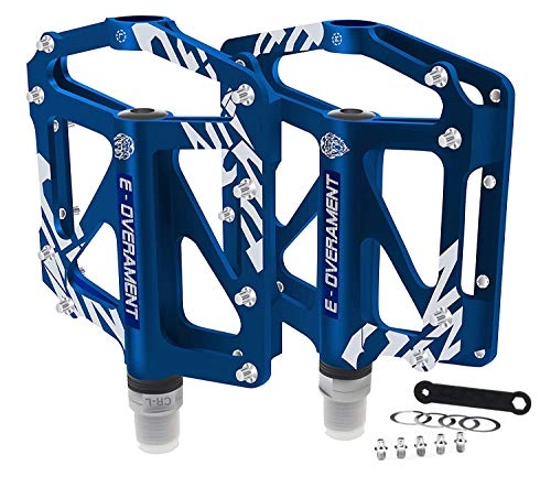 Mountain Bike Pedal : BMX Bicycle Pedals Flat MTB, Ultralight and Non-Slip Aluminium - Mountain Bike, Road Bike and Folding Bike - Extra Tool for Pedals - Bicycle Pedals Certified, Blue
