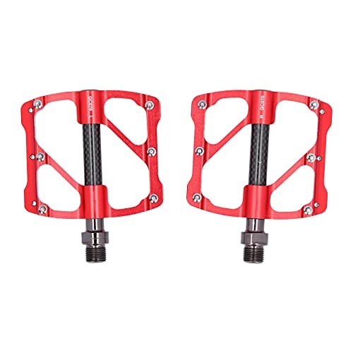 Mountain Bike Pedal : Bnineteenteam Bicycle Pedals, 1 Pair High Strength Lightweight Mountain Bike Pedals Labor-saving Road Bicycle 3 Bearings Pedals with Anti‑Slip Nails(red)