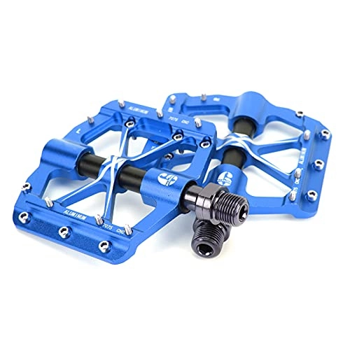 Mountain Bike Pedal : Bnineteenteam Mountain Bike Pedals, Aluminum Alloy Riding Pedal with 3 Bearings(Blue)
