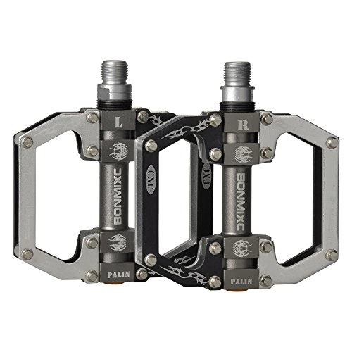 Mountain Bike Pedal : BONMIXC Bike Pedals 9 / 16" Sealed Bearing Bicycle Pedals Aluminum Alloy Mountain Bike Pedals Gray