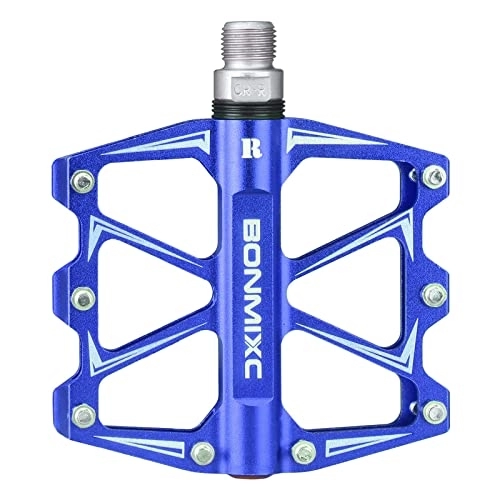 Mountain Bike Pedal : BONMIXC Flat Road Bike Pedals Lightweight MTB Pedals Sealed Bearing Mountain Bicycle Pedals 9 / 16" (Blue2)