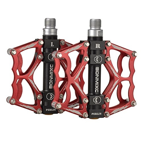 Mountain Bike Pedal : BONMIXC Flat Road Bike Pedals Sealed Bearing Bicycle Pedals 9 / 16 Aluminum Alloy BMX Bike Pedals Red
