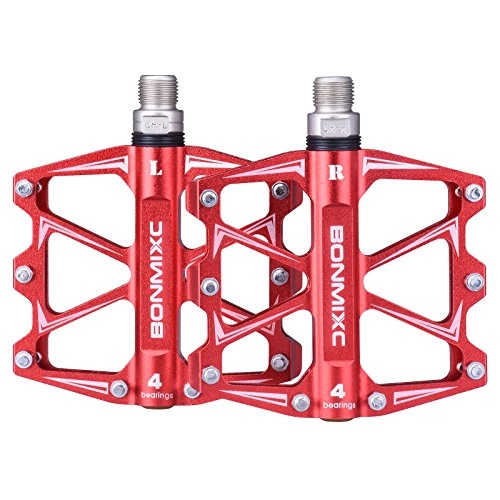 Mountain Bike Pedal : BONMIXC Mountain Bike Pedals 9 / 16" Lightweight MTB Pedals Sealed Bearing Bicycle Pedals Red