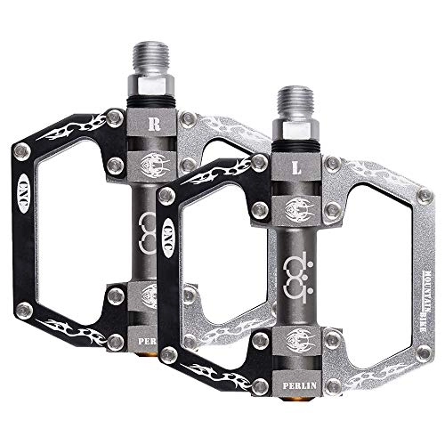 Mountain Bike Pedal : Boruizhen in-Mold Aluminium Alloy CNC Bicycle Pedals Mountain Bike Pedal for BMX / MTB Bike (Black / Silver)