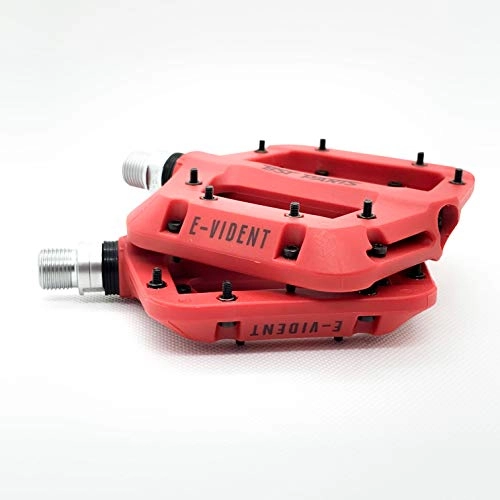 Mountain Bike Pedal : BST PARTS E-VIDENT Unisex Adult Flat Pedals, Red, Standard