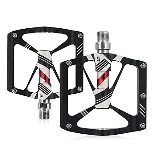 Mountain Bike Pedal : BTTKW Aluminum Alloy Road Mountain Bike Pedal MTB Chromium Molybdenum Steel Shaft DU Bearings Bicycle Pedals Bicycle Parts Accessories(Color:Black)