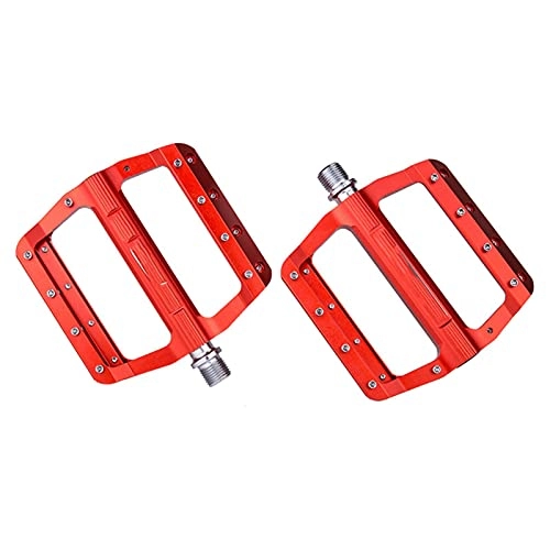 Mountain Bike Pedal : BTTKW Ultralight Bike Pedals Aluminum Alloy Durable Non Slip Mountain Road MTB Flat Platform Cycling Parts Bicycle Accessories(Color:red)