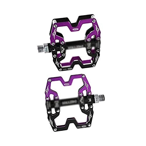 Mountain Bike Pedal : BUMSIEMO Mountain Bicycle Platform Pedals Waterproof '' Sealed Bearing Pedal Aluminum Alloy Purple