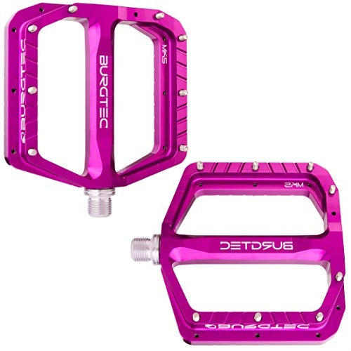 Mountain Bike Pedal : Burgtec Penthouse MK5 Flat Steel Axle MTB Pedals - Purple, Pair / Mountain Bike Wide Platform Trail Enduro Downhill Dirt Jump Freeride Cycling Part Cycle Ride Sticky Grip Pin Bicycle Component 9 / 16