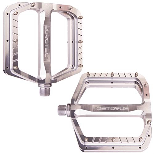 Mountain Bike Pedal : Burgtec Penthouse MK5 Flat Steel Axle MTB Pedals - Silver, Pair / Mountain Bike Wide Platform Trail Enduro Downhill Dirt Jump Freeride Cycling Part Cycle Ride Sticky Grip Pin Bicycle Component 9 / 16