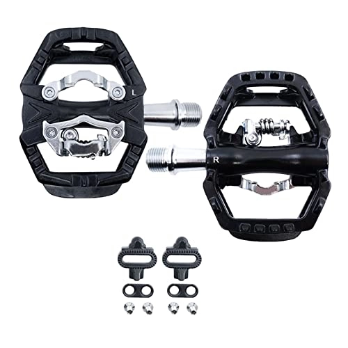 Mountain Bike Pedal : BUYYUB MTB Pedals Aluminum, SPD Flat Dual Purpose Self-locking Mountain Bike Pedals with Clips, Reflective Bike Parts (Color : ZP-108S)