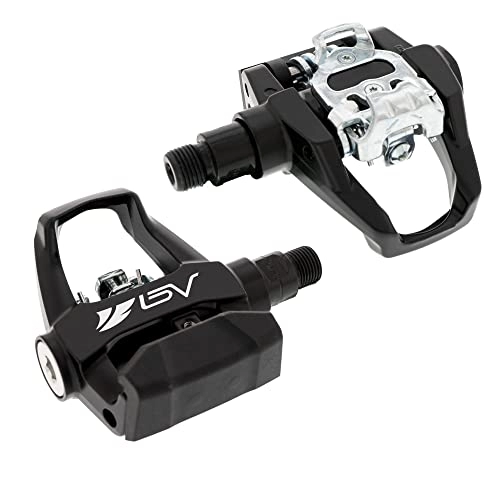 Mountain Bike Pedal : BV Bike 9 / 16'' Dual Pedals Compatible with Both Shimano SPD and Look Delta- MTB / Spin / Indoor / Exercise Bike Pedals Compatible with Peloton