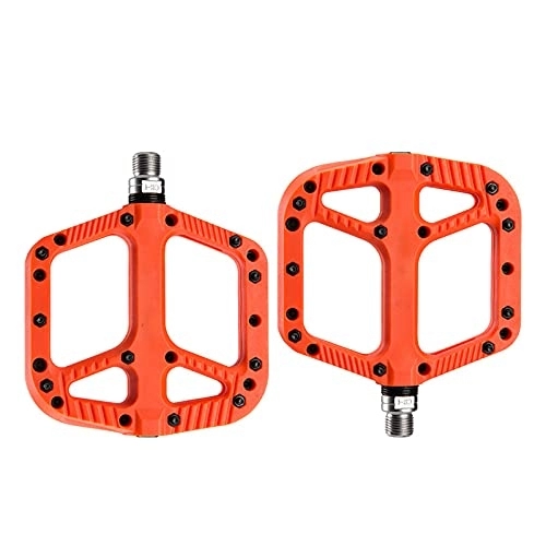 Mountain Bike Pedal : BWHNER Bicycle pedals, Aluminum Alloy Flat Platform Bicycle Pedals (5 colors), with Electric Cycling Bells Horns Water-Resistant 3 Sound Modes Bike, for Mountain Road BMX MTB, Orange