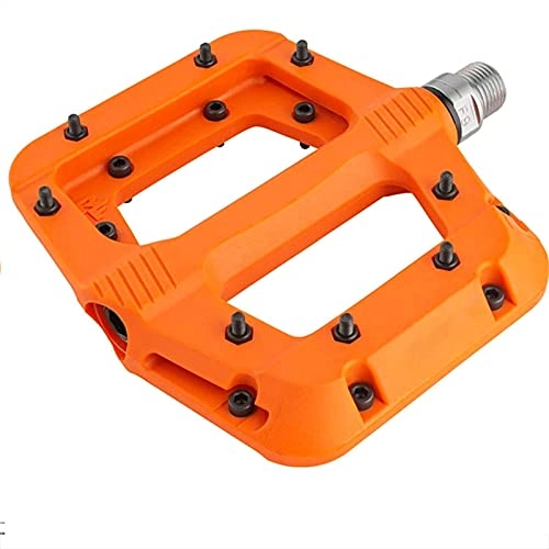 Mountain Bike Pedal : BWHNER Bike Pedal, 9 / 16" MTB Bicycle Pedals Wide Flat Platform, with Cleats, Aluminum Sealed Bearing, for Mountain Bike Pedals Flat Pedals, Orange