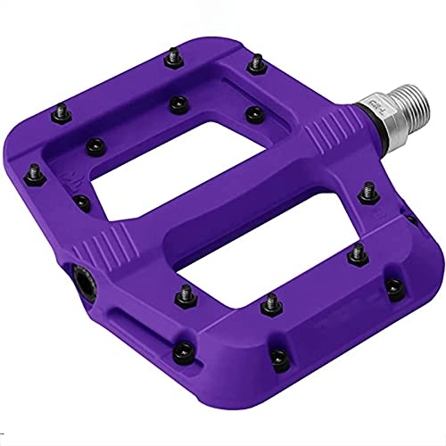 Mountain Bike Pedal : BWHNER Bike Pedal, 9 / 16" MTB Bicycle Pedals Wide Flat Platform, with Cleats, Aluminum Sealed Bearing, for Mountain Bike Pedals Flat Pedals, Purple