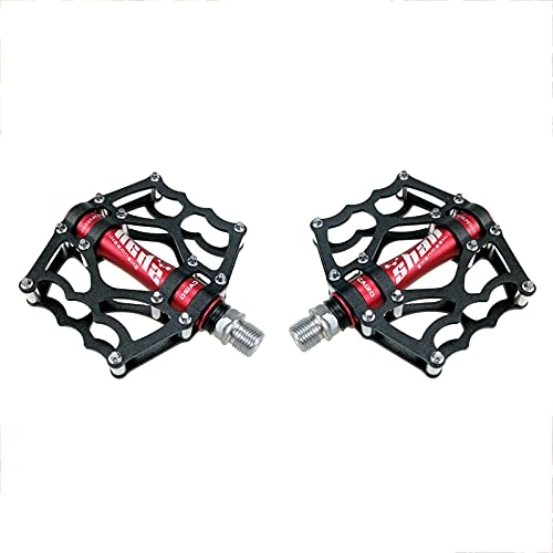 Mountain Bike Pedal : BWHNER Mountain Bike Pedals, 9 / 16 Bike Pedals, with 12 Anti-Skid Pins, Universal Lightweight Aluminum Alloy Platform Pedal, for Urban Commute, Road Bikes, Red
