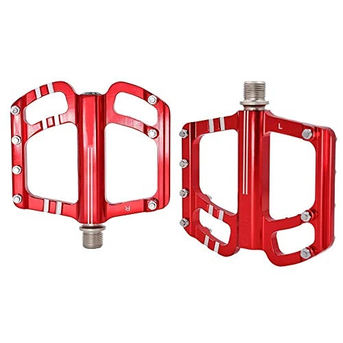 Mountain Bike Pedal : BXU-BG Outdoor sports Mountain BMX / MTB Aluminum Bike Sealed Bearing Pedals Large Bicycle Platform Pedals 9 / 16" with AntiSkid 3 Sealed Bearings (Color : Red)