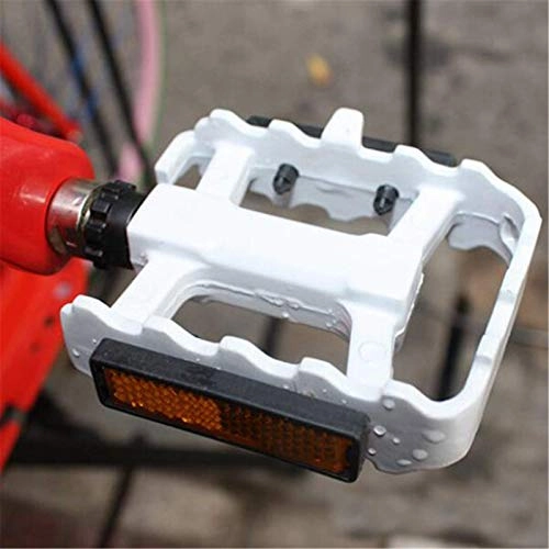 Mountain Bike Pedal : Candicely Bicycle Pedal Aluminum Alloy Bike Bicycle Foot Bearing Pedal With Reflector For Fixed Gear Bike Mountain Bicycle BMX (Size:101 * 68 Mm; Color:White)