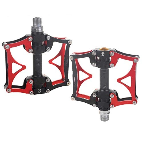 Mountain Bike Pedal : Candicely Bicycle Pedal Aluminum Alloy Bike Bicycle Pedal Ultralight Professional 3 Bearing Mountain Bike Pedal For Fixed Gear Bike Mountain Bicycle BMX (Size:90 * 103 * 21 Mm; Color:Red)