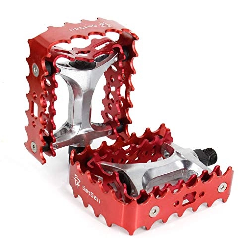 Mountain Bike Pedal : CARACHOME Bike Pedals Alloy Platform Lightweight Mountain Bike Pedal Cycling Sealed Bearings Pedals for BMX MTB Cycling, Red