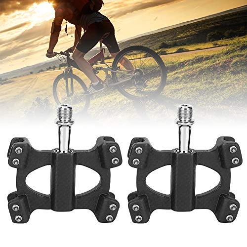 Mountain Bike Pedal : Carbon Fiber Pedal, 1 Pair Bicycle Pedal, Smoothly Rotation Corrosion Resistance for Mountain Bike Cycling Accessory(3K matt)