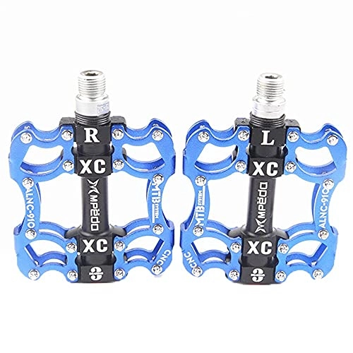 Mountain Bike Pedal : CATAZER Bike Pedals Bicycle Platform Flat Pedals Cycling 3 Bearings Aluminum Alloy Pedal for Road Mountain BMX MTB 9 / 16 (Blue)