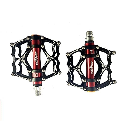 Mountain Bike Pedal : CATAZER MTB Bike Pedals Flat Bicycle Pedals Platform Cycling Pedal 3 Bearing Aluminum Alloy Pedals for Mountain Bike MTB BMX 9 / 16" (Red)