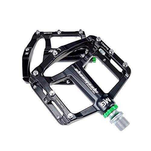 Mountain Bike Pedal : CBPE Aluminum Bike Pedals, 9 / 16 Inch Spindle Bearing High-Strength, Non-Slip Large Flat Platform for Mountain Bike Road Bicycle