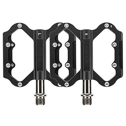 Mountain Bike Pedal : CCHHL Mountain Bike Pedals, 9 / 16 Aluminum Alloy Bicycle Pedals, 3 Bearing Pedals with 16 Anti-Skid Nails, Bicycle Accessories, Black
