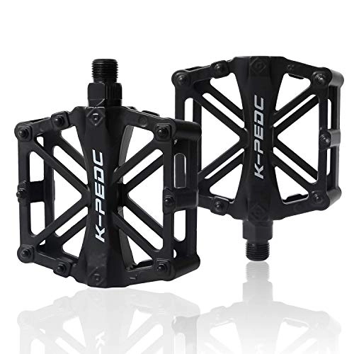 Mountain Bike Pedal : CETECK Bicycle Cycling Pedals, New Aluminum Anti Slip Durable Mountain MTB Bike Pedals Ultralight Cycling Road Bike Hybrid Pedals 9 / 16 inch