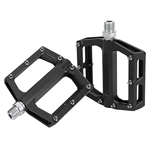 Mountain Bike Pedal : CHDE 2PCS Mountain Pedal, Road Bike Pedals Lightweight Aluminum Alloy Practical with 8 Anti‑skid Nails for Biker for Travel Cycle-Cross Bikes(Black)