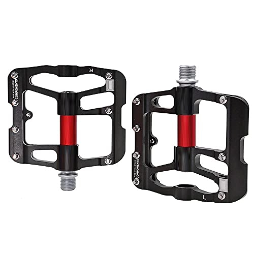 Mountain Bike Pedal : chenfang Road / MTB Bike Pedals - Aluminum Alloy Bicycle Pedals - Mountain Bike Pedal with Removable Anti-Skid Nails Black red