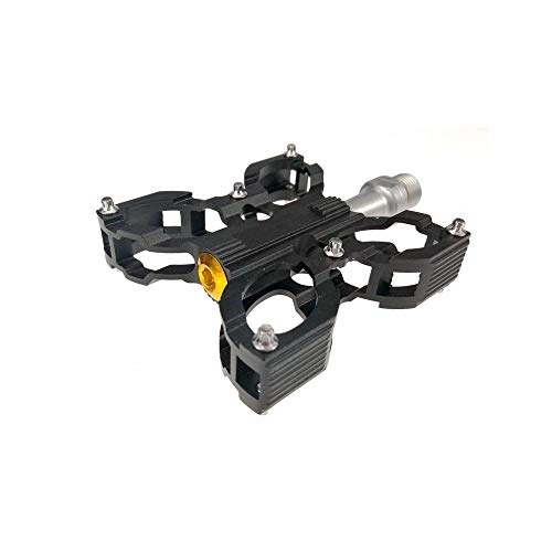 Mountain Bike Pedal : ChengBeautiful Bicycle pedal Mountain Bike Pedal 1 Pair Of Aluminum Alloy Non-slip Durable Pedal Surface For Road 6 Colors (Color : Black)