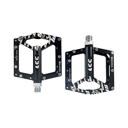 Mountain Bike Pedal : ChengBeautiful Bicycle pedal Mountain Bike Pedal 1 Pair Of Aluminum Alloy Non-slip Durable Pedal Surface Road 4 Colors (Color : Black)
