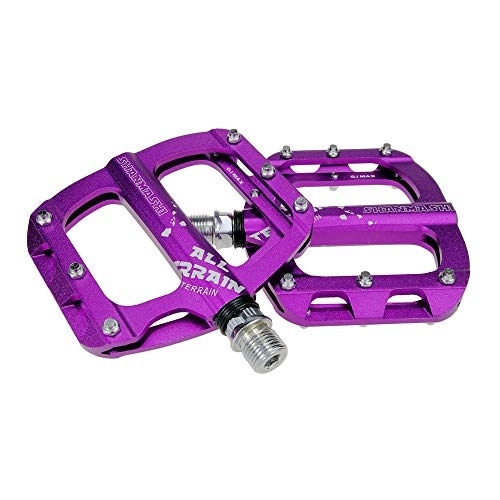 Mountain Bike Pedal : ChengBeautiful Bicycle pedal Mountain Bike Pedal 1 Pair Of Aluminum Alloy Non-slip Durable Pedal Surface Road 7 Colors (Color : Purple)