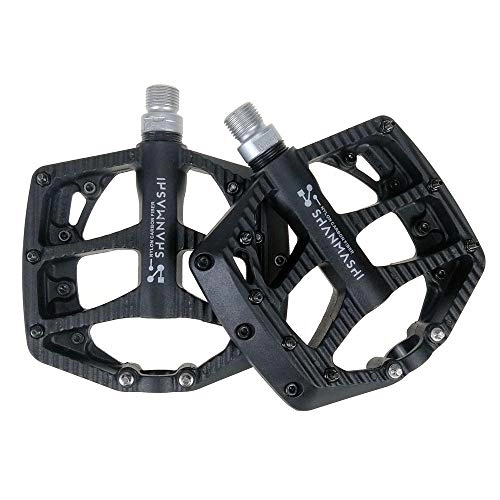 Mountain Bike Pedal : ChengBeautiful Bicycle pedal Mountain Bike Pedals 1 Pair Aluminum Alloy Antiskid Durable Bike Pedals Surface For Road BMX MTB Bike (Color : Black)