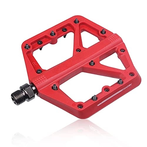Mountain Bike Pedal : ChengBeautiful Bike Pedals Bike Nylom Pedal Seal Bearings Flat Mountain Bicycle Pedals Road Platform Pedal Parts (Color : Red, Size : 11.2x11.5x1.25cm)
