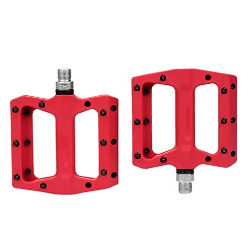 Mountain Bike Pedal : ChengBeautiful Bike Pedals Mountain Bike Pedal Pedals Bicycle Flat Pedals Nylon Multi-Colors Cycling Pedal Accessories (Color : Red, Size : 12.3x10.55x2.4cm)