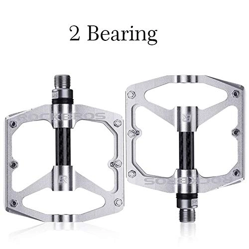 Mountain Bike Pedal : CHENGTAO 4 Bearings Bicycle Pedal Anti-slip Ultralight CNC MTB Mountain Bike Pedal Sealed Bearing Pedals Bicycle Accessories (Color : Silver 2)