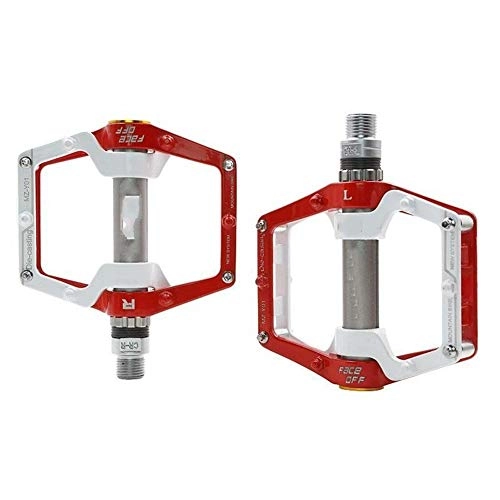 Mountain Bike Pedal : CHENGTAO Bicycle Pedal MTB Mountain Bike Pedals Aluminum Alloy CNC Bike Footrest Big Flat Ultralight Cycling Pedals On For Outdoor Sports (Color : Red White)