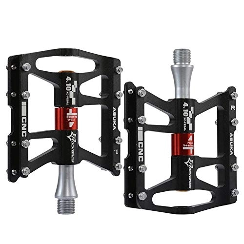 Mountain Bike Pedal : CHENGTAO Mountain Bike Bicycle Pedals Cycling Ultralight Aluminium Alloy 4 Bearings MTB Pedals Bike Pedals Flat (Color : Black)