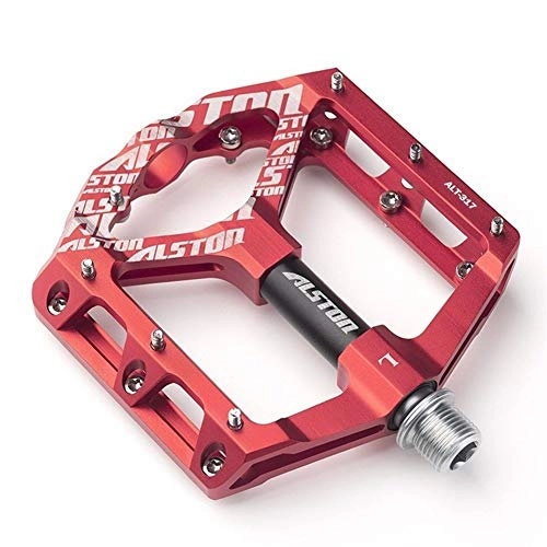 Mountain Bike Pedal : CHENGTAO MTB Bike Pedals Mountain Non-Slip Bike Pedals Platform Bicycle Flat Alloy Pedals 9 / 16" 3 Bearings For Road MTB Fixie Bikes (Color : Red)