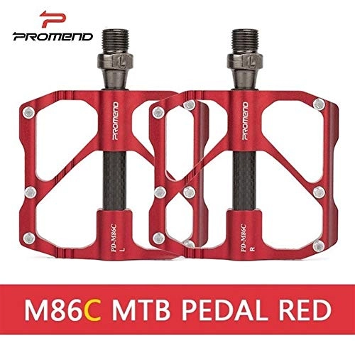 Mountain Bike Pedal : CHENGTAO Pedal Quick Release Road Bicycle Pedal Anti-slip Ultralight Mountain Bike Pedals Carbon Fiber 3 Bearings Pedale (Color : MTBRed)
