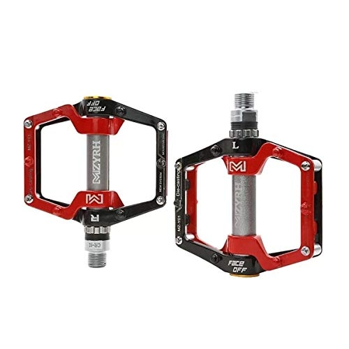 Mountain Bike Pedal : CHENTAOCS Bicycle Pedals Mountain Bike Pedals Road Bike Pedals With Nails Anti-slip Lightweight Palin Aluminum Alloy Bearing Stepping Pedals High Quality (Color : Red)