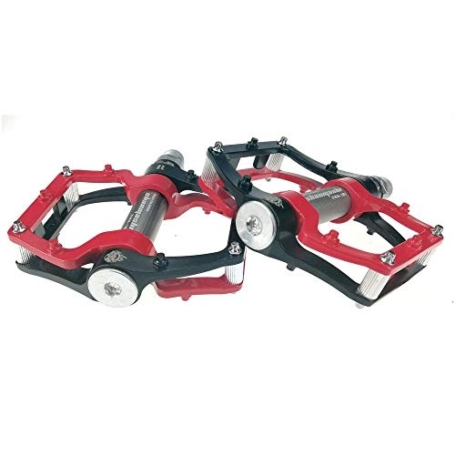 Mountain Bike Pedal : ChenYongPing Non-Slip Bike Pedal- Mountain Bike Pedals 1 Pair Aluminum Alloy Antiskid Durable Bike Pedals Surface For Road BMX MTB Bike 5 Colors (SMS-181) (Color : Black red)