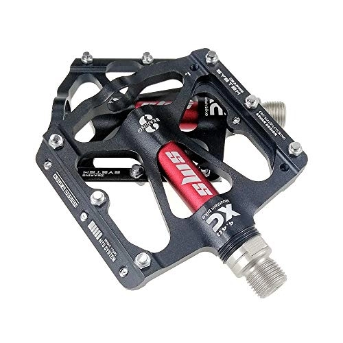 Mountain Bike Pedal : ChenYongPing Non-Slip Bike Pedal- Mountain Bike Pedals 1 Pair Aluminum Alloy Antiskid Durable Bike Pedals Surface For Road BMX MTB Bike 5 Colors (SMS-4.40) (Color : Black)