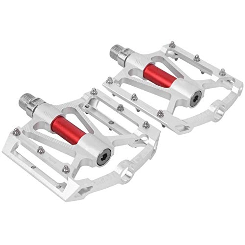 Mountain Bike Pedal : CHICIRIS Black / Red / Silver Easy to Install Aluminium Alloy Bike Pedal, Bicycle Pedal, CR Fine Workmanship Riding for Mountain Bicycle Accessory Cyclist(Silver)