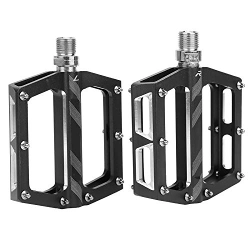Mountain Bike Pedal : CHICIRIS Mountain Bike Bearings Pedals, Aluminum Alloy Road Cycling Flat Pedals Non‑Slip Bicycle Foot Rest Bicycle Adapter Parts(Black)