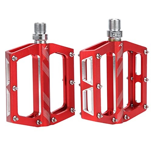 Mountain Bike Pedal : CHICIRIS Mountain Bike Bearings Pedals, Aluminum Alloy Road Cycling Flat Pedals Non‑Slip Bicycle Foot Rest Bicycle Adapter Parts(Red)